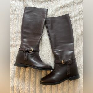 Lucky Brand Maltet tall buckle riding boot in chocolate leather